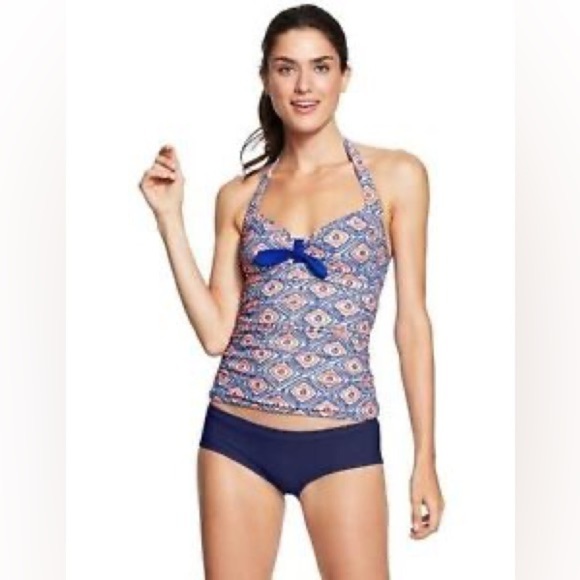 Boden Tankini Top Women’s Size 8 US Halter Padded Bow Front Patterned Swimsuit - Picture 5 of 9